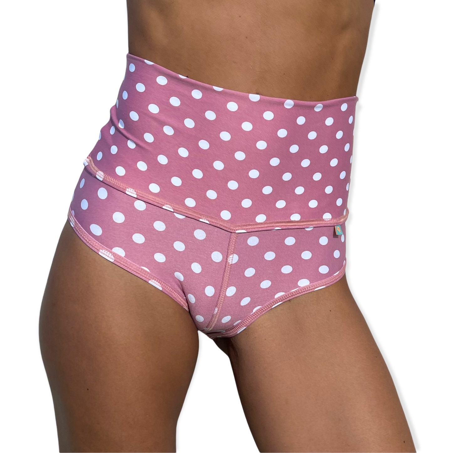 Pink and White polka dot yoga shorts