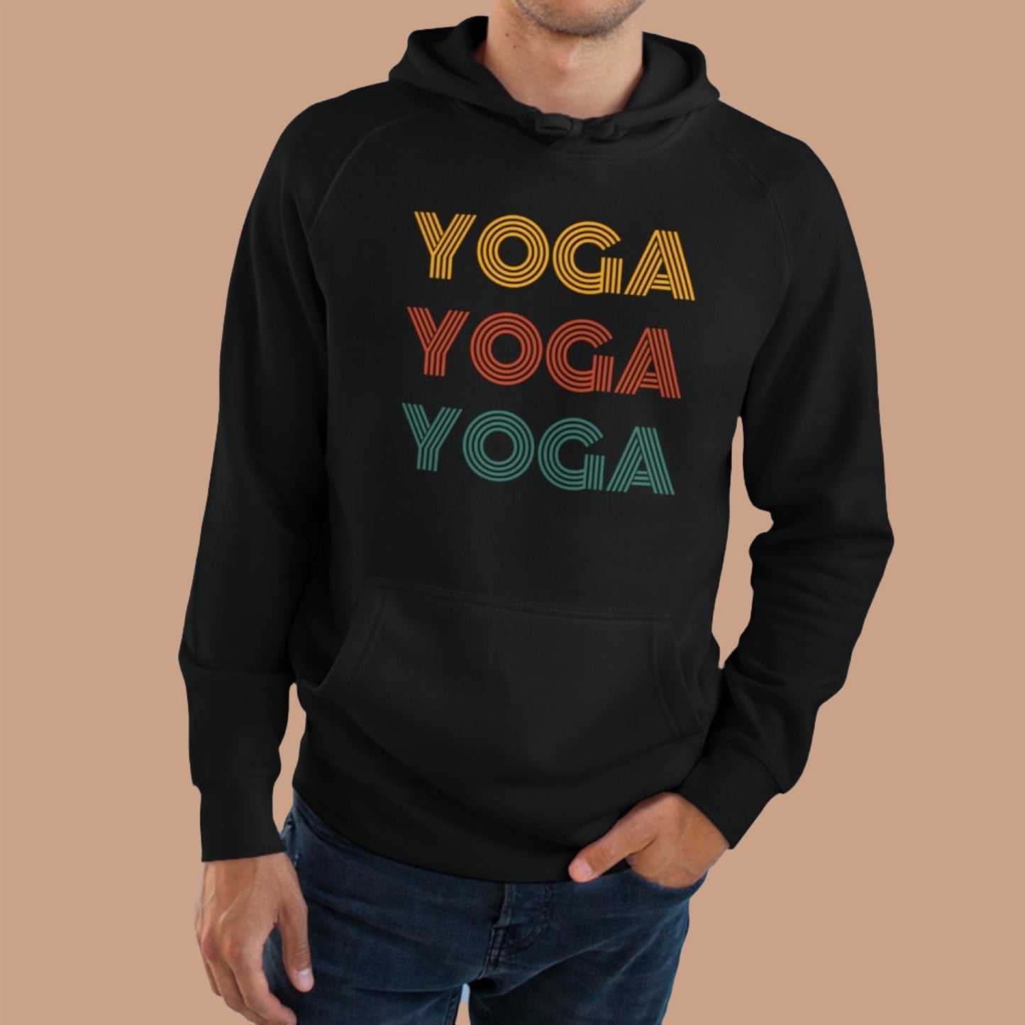 Retro Yoga Unisex Black Hoodies