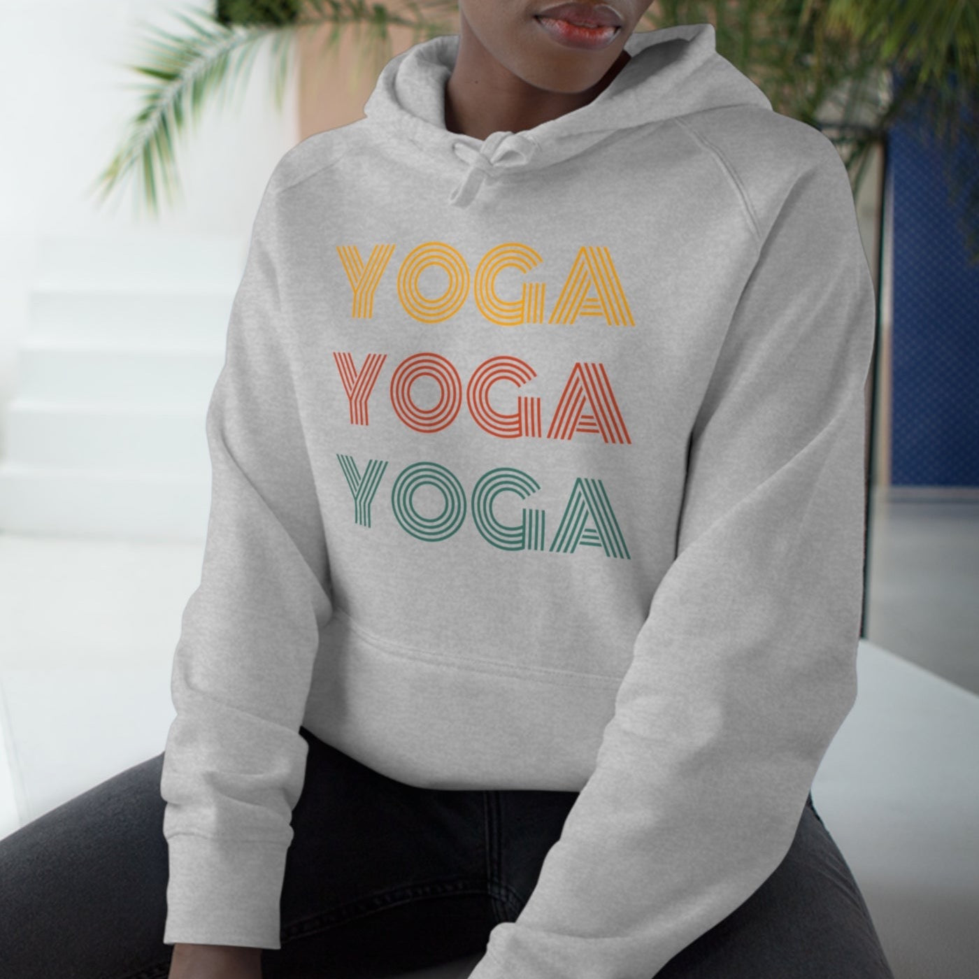 Retro Yoga Unisex Gray Hoodies