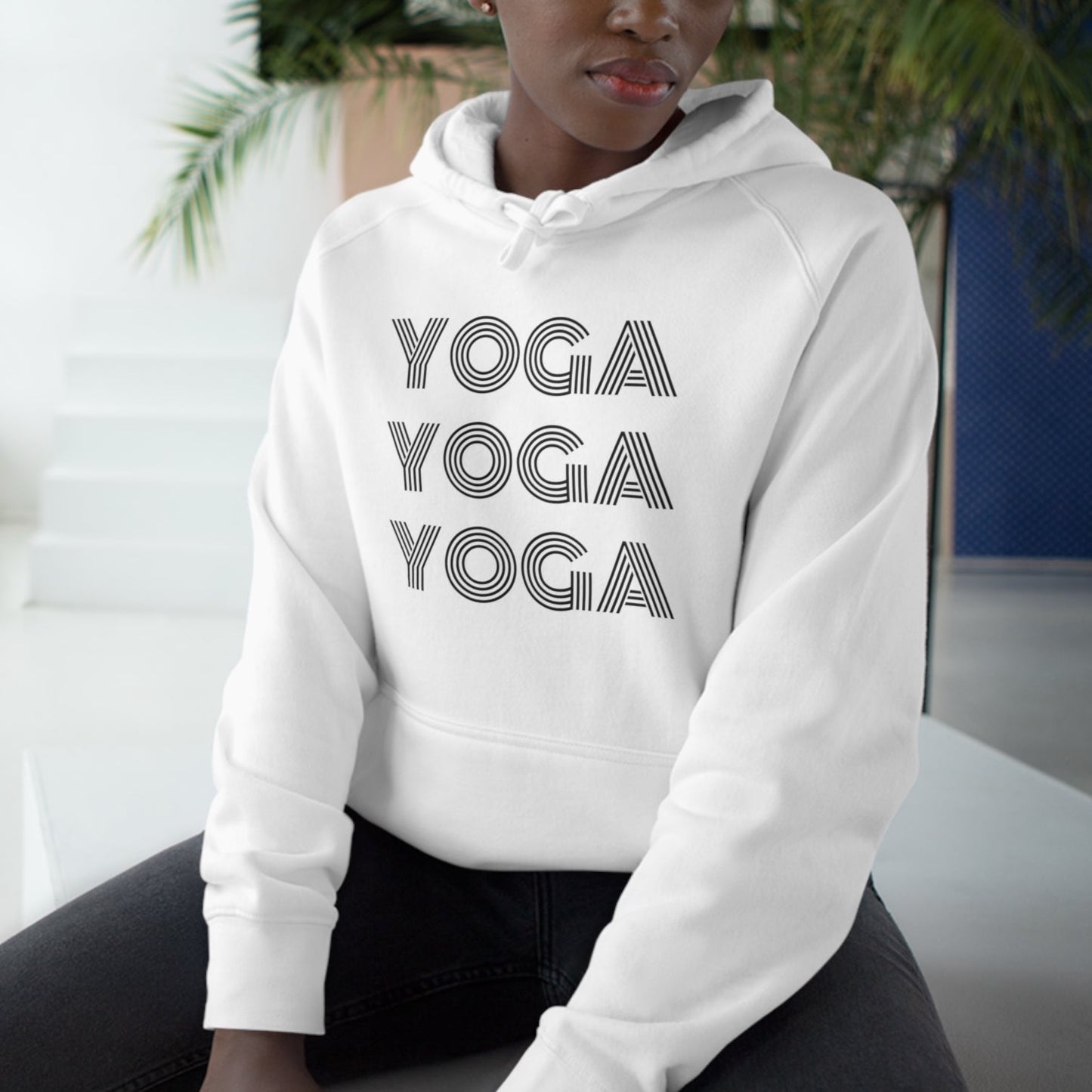 Retro Yoga Unisex White Hoodies