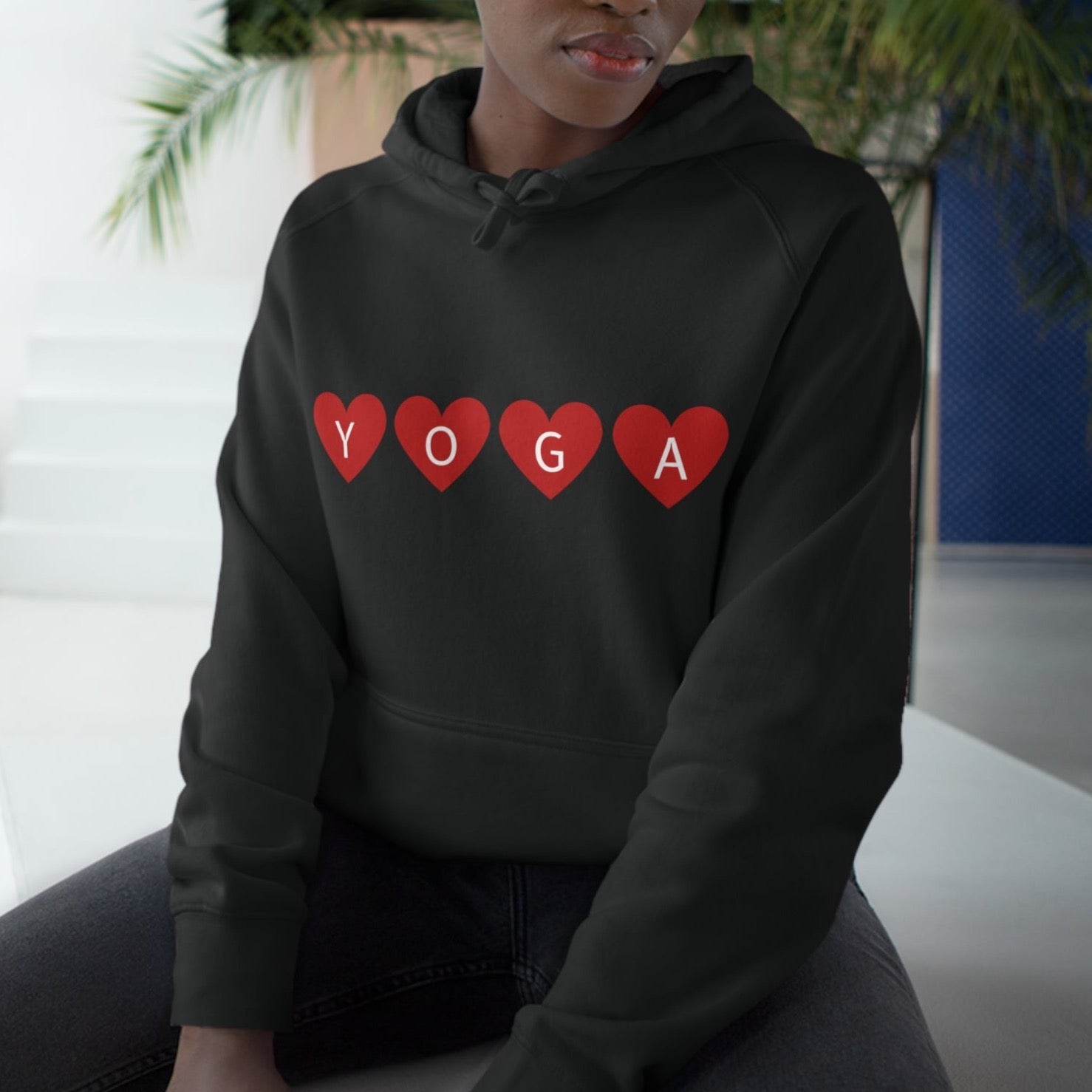 4 Hearts Black Yoga Hoodies