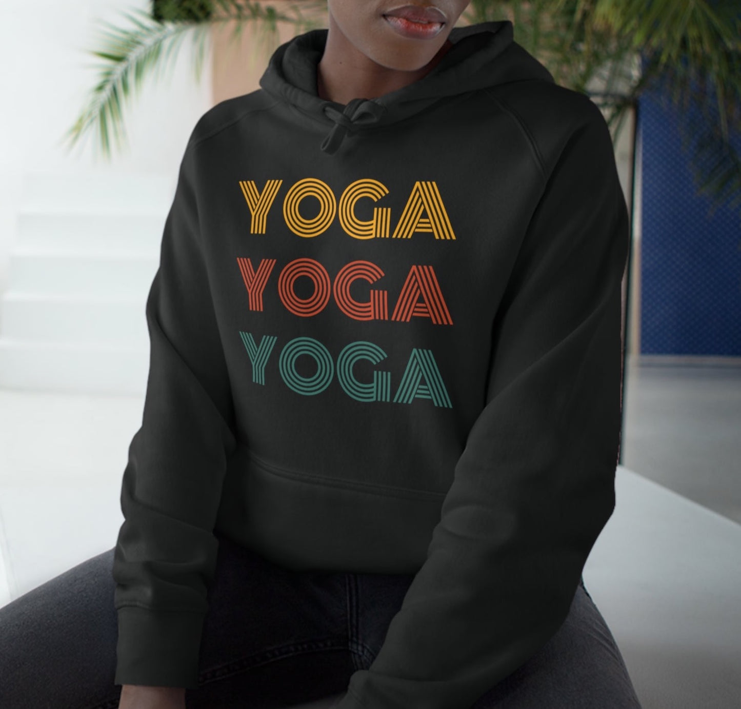 Retro Yoga Unisex  Black Hoodies