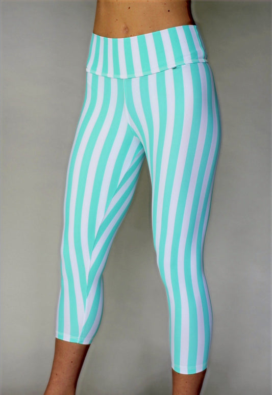 teal striped yoga legging