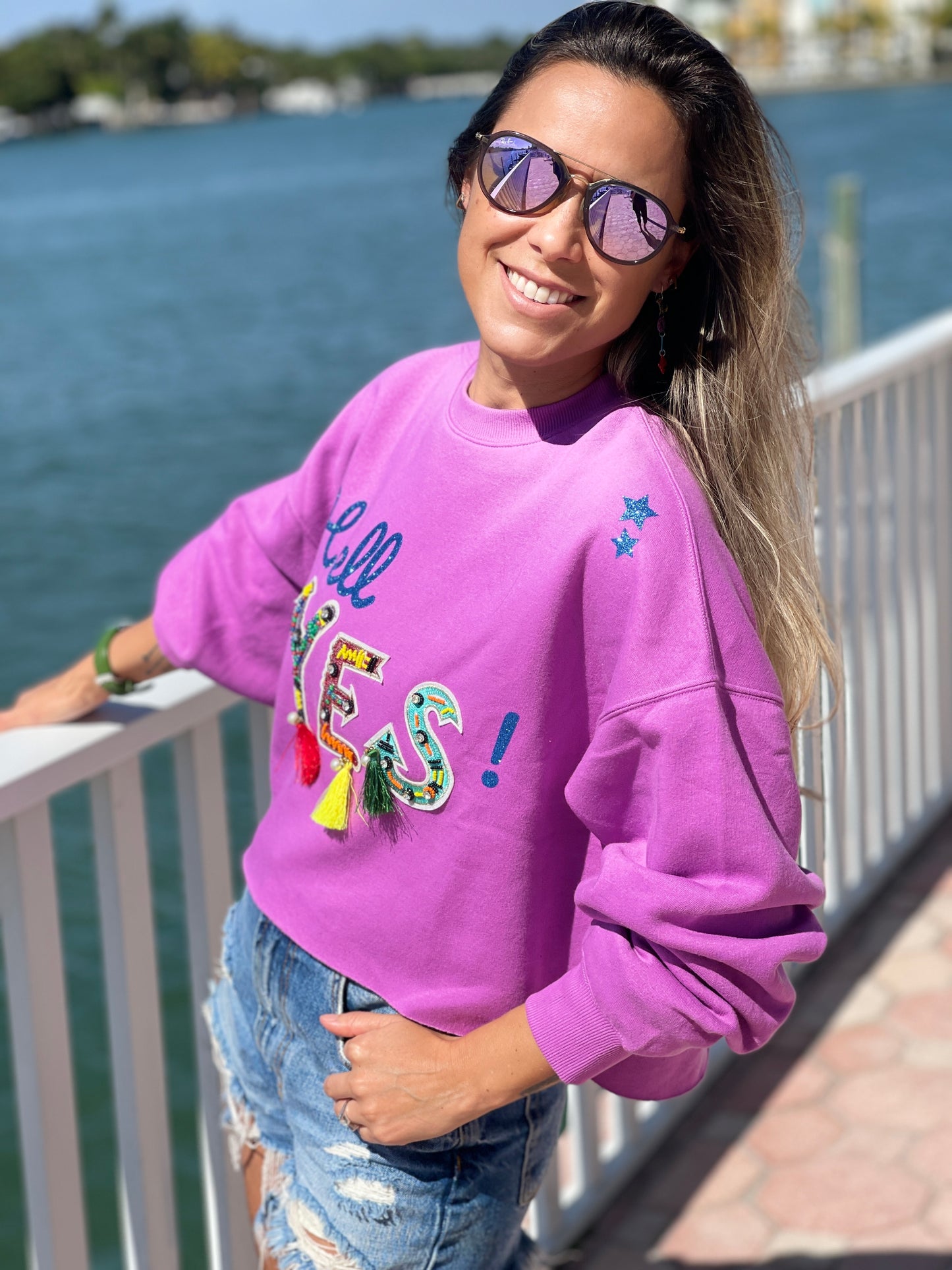 Hell YES Magenta Cropped Sweatshirt