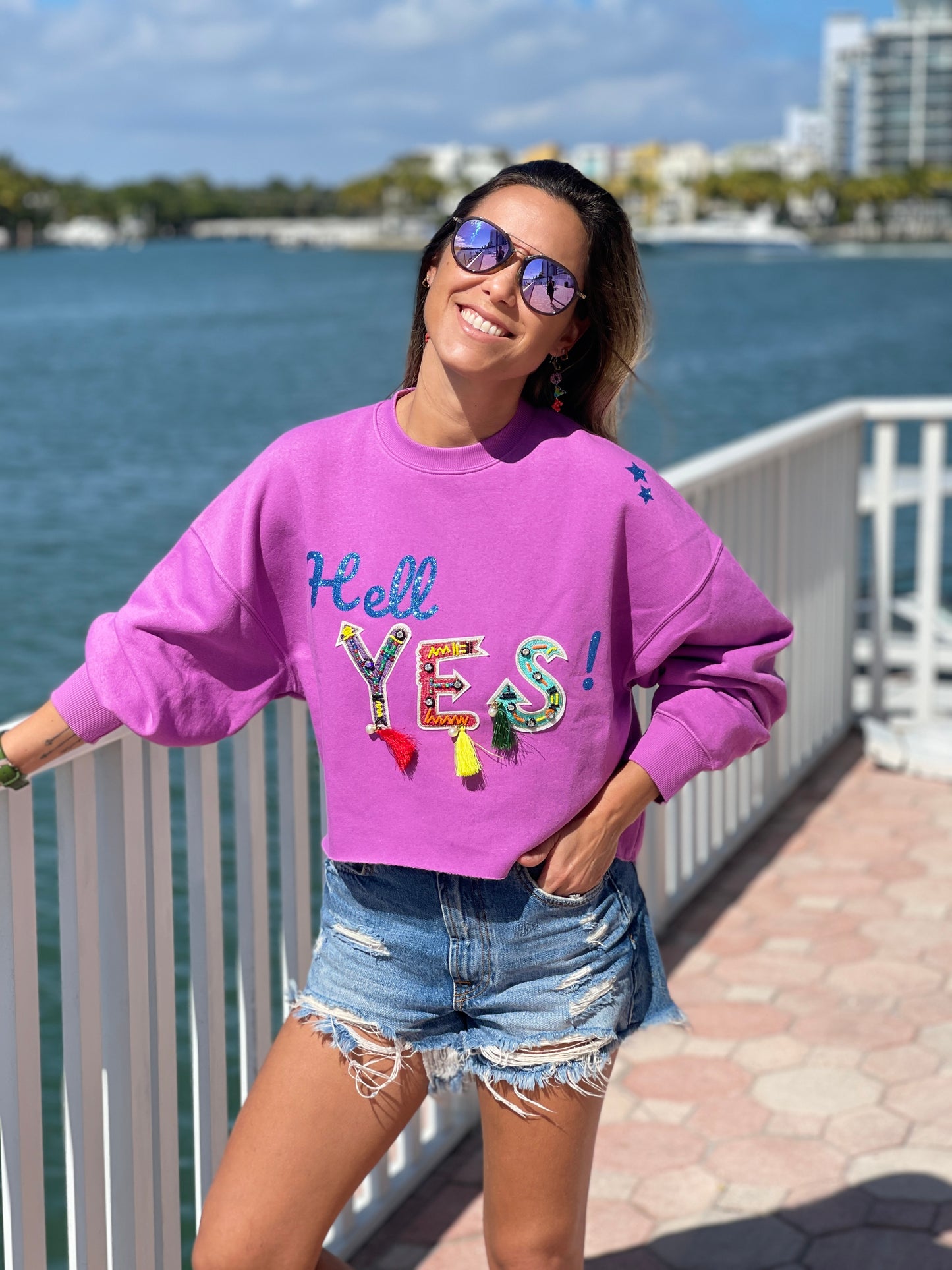 Hell YES Magenta Cropped Sweatshirt