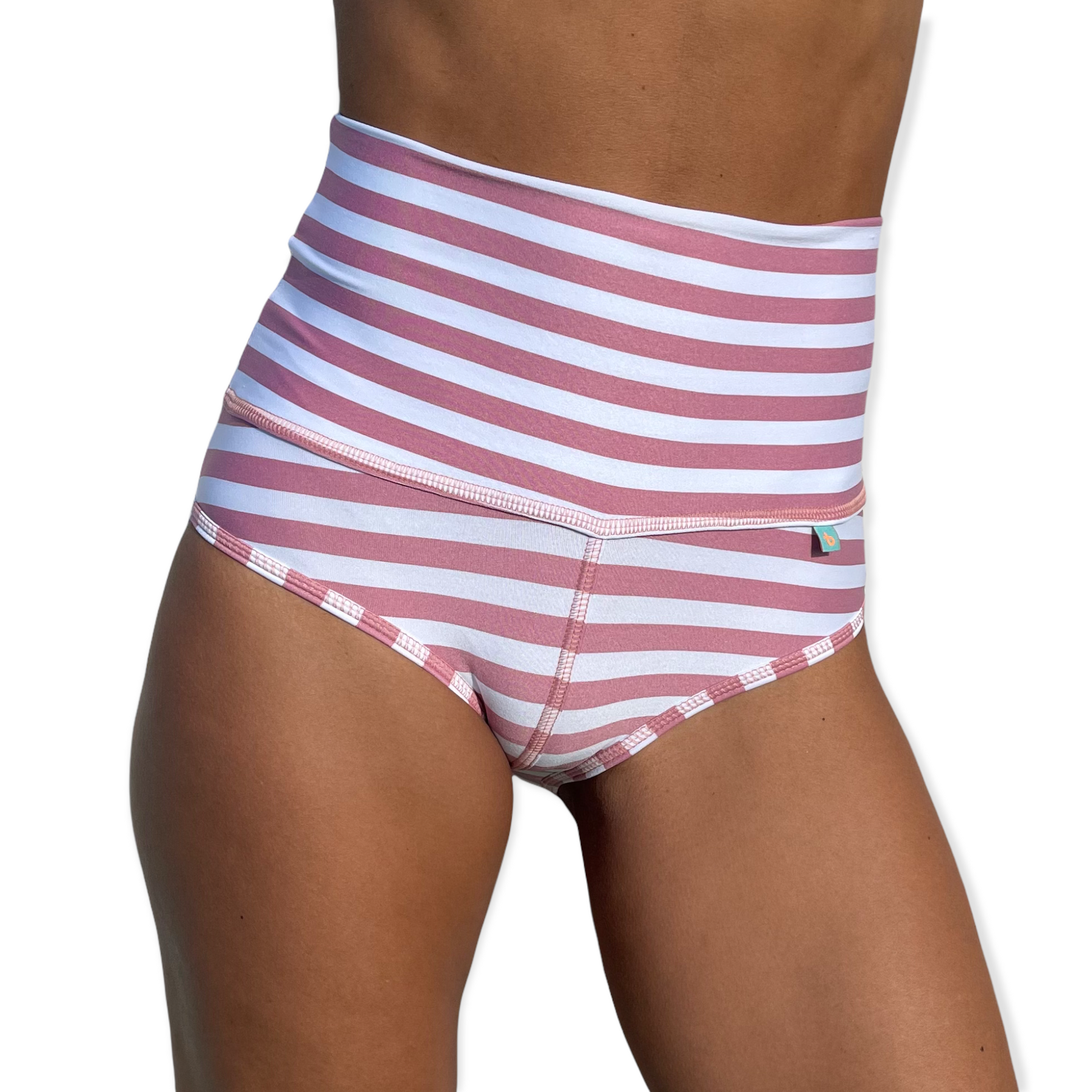 Pink and white stripes high waist shorts for Bikram Hot Yoga
