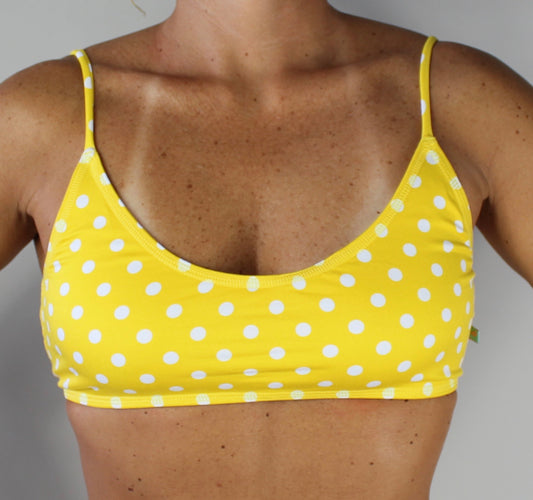 Yellow polka dot yoga top