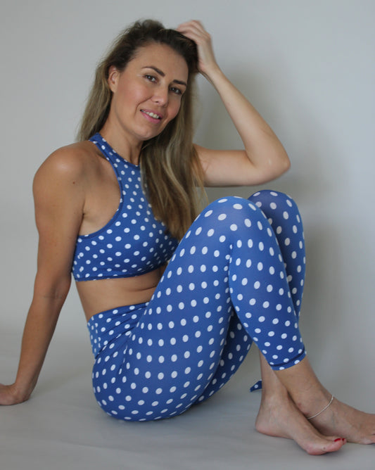 KARMA TOP Blue Polka Dots